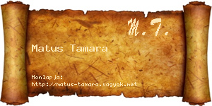 Matus Tamara névjegykártya